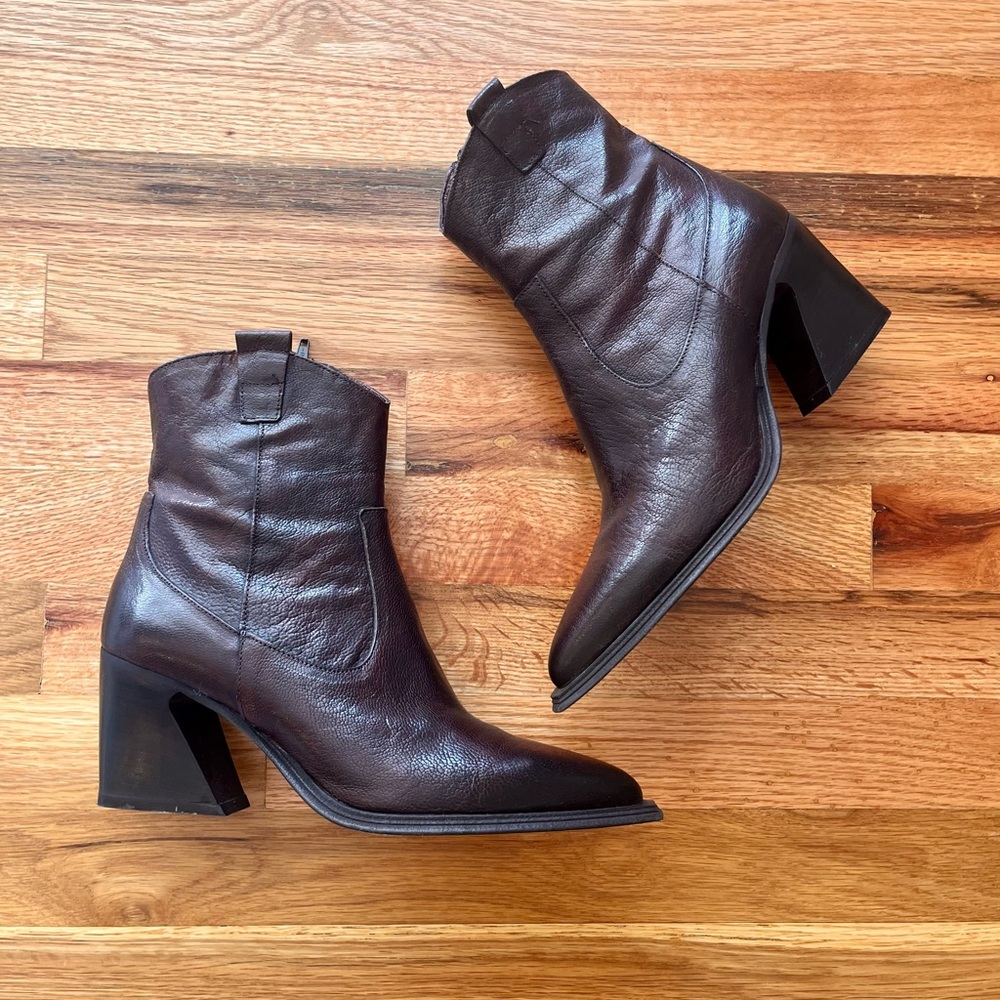 Emanuele Crasto Western Cowboy Mule Made In Italy EU 39 Heeled Boots Dark Brown